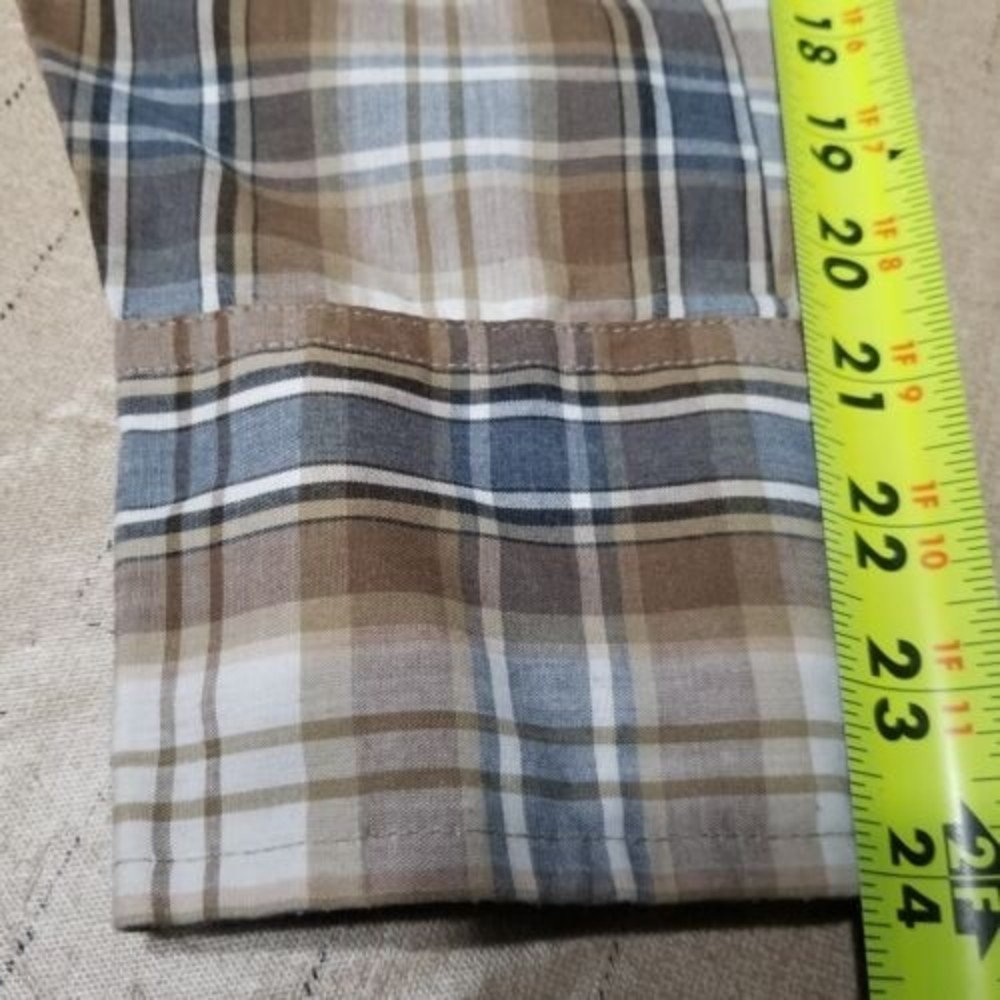 Wrangler Western Men Shirt Brown and Blue Size 2X Plaid Pearl Snap Long Sleeve - Picture 2 of 10